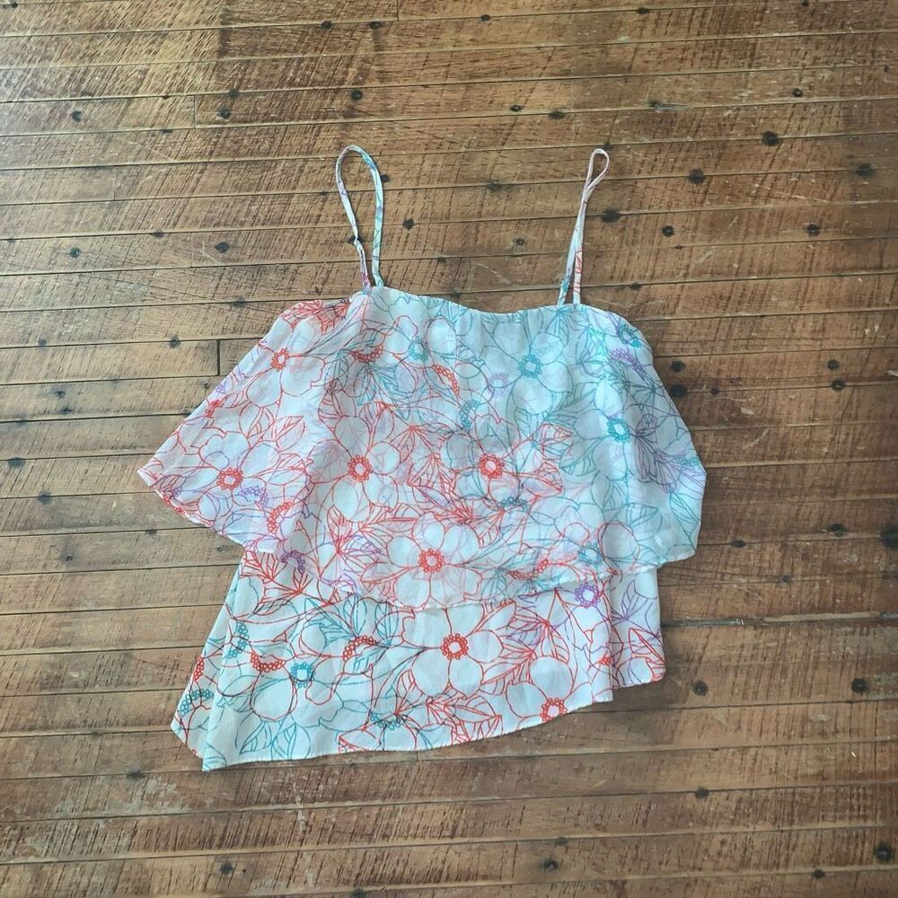 Maeve Anthropologie artsy flowy strappy S tank top